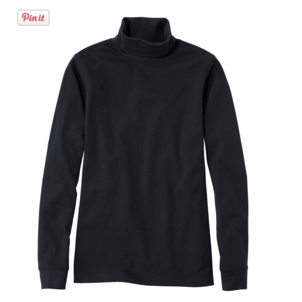 NWT L.L.Bean Black Interlock Turtleneck - Size M Petite